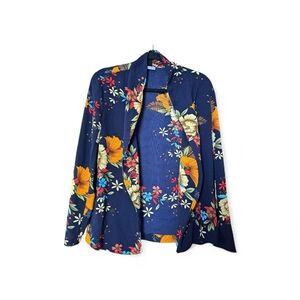 JDY Jacqueline de Yong Floral Soft Blazer | Navy Blue | Size EU 36